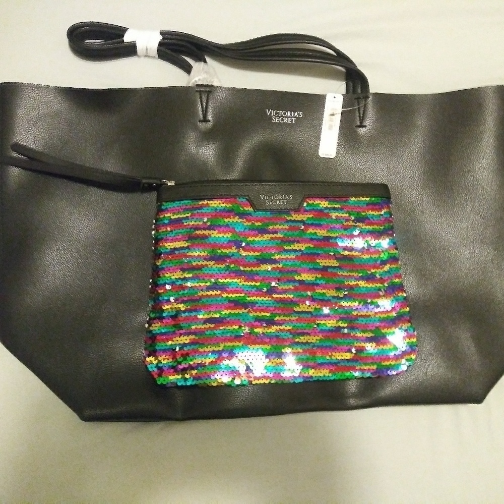 VICTORIA SECRET FAUX LEATHER TOTE BAGS